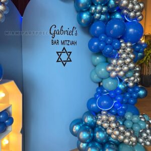 Bar Mitzvah Theme Backdrop in Miami | Blue & Silver image 4