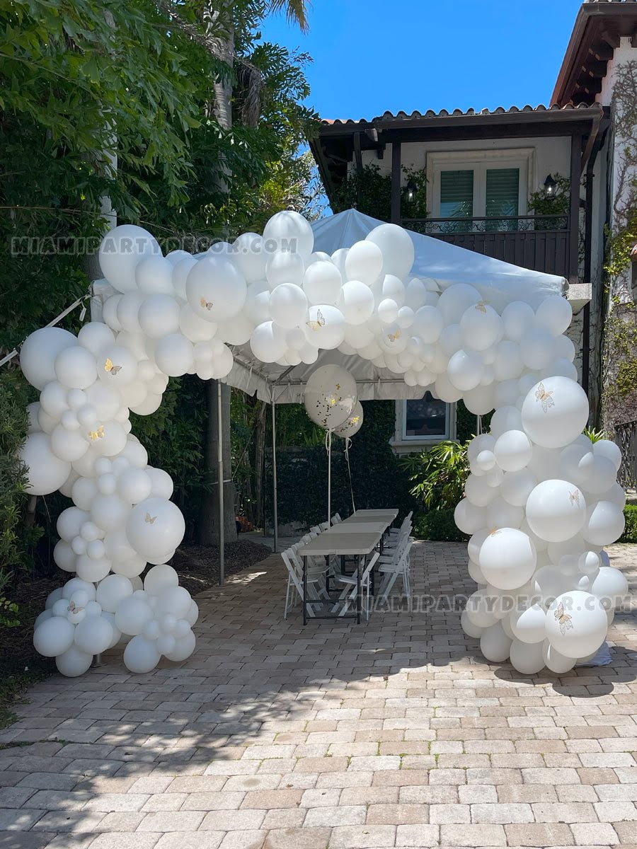 White Organic Balloon Arch in Miami for Events image 1