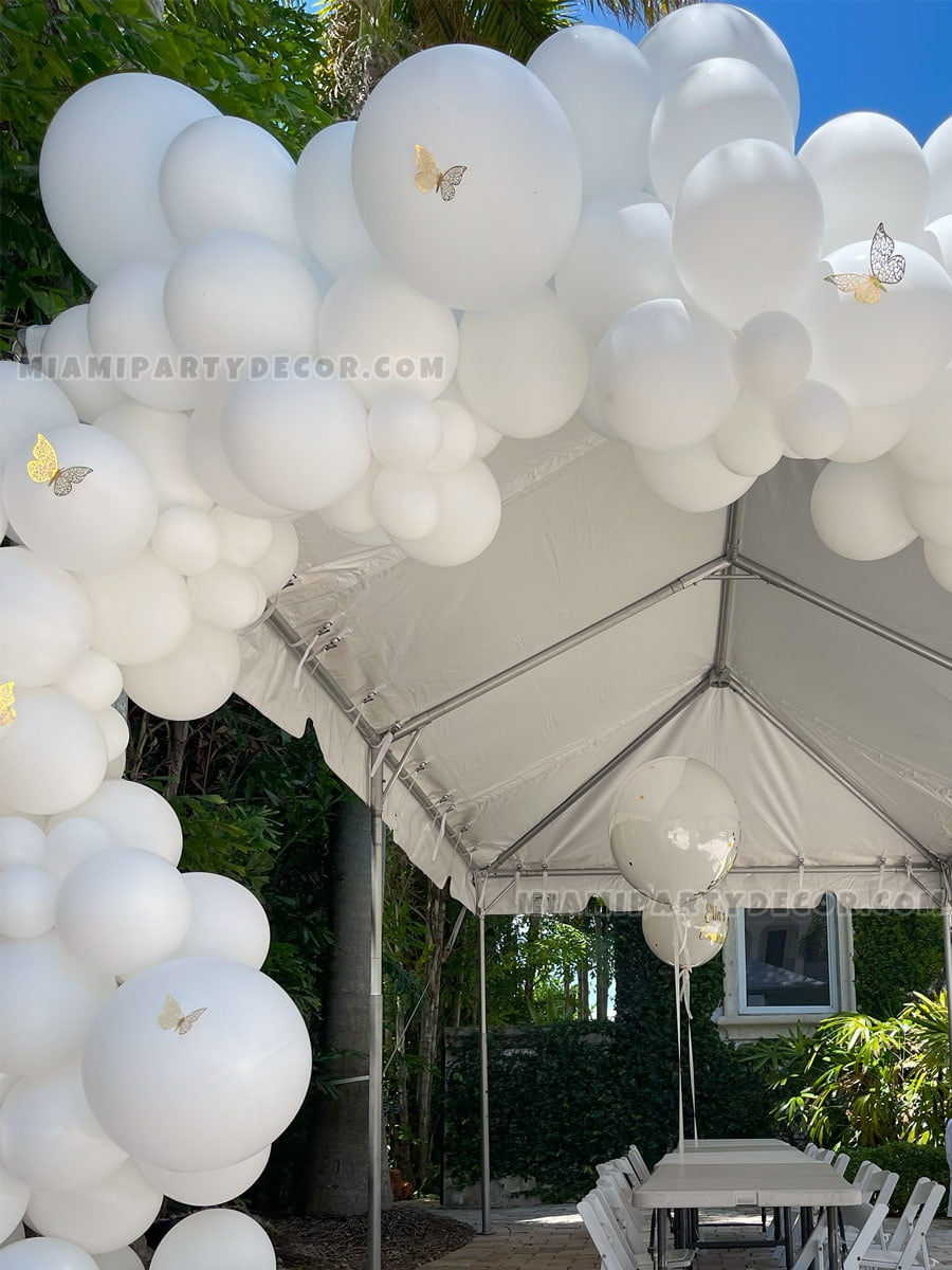 White Organic Balloon Arch in Miami for Events image 2