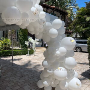 White Organic Balloon Arch in Miami for Events image 3
