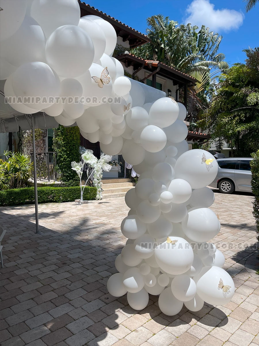 White Organic Balloon Arch in Miami for Events image 3