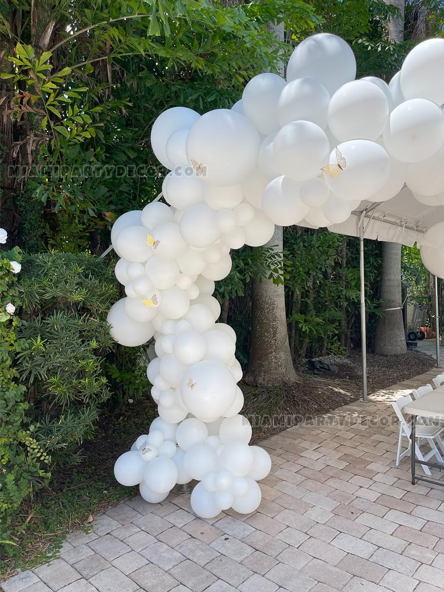White Organic Balloon Arch in Miami for Events image 4